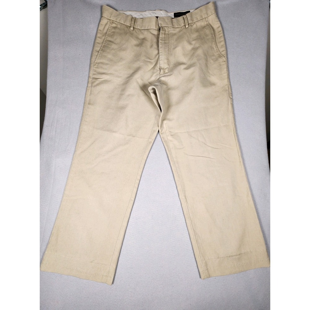 Banana Republic Mens Khaki Linen Blend Straight Leg Trousers Pants 34x28